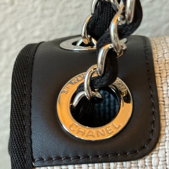 💎AUTHENTIC CHANEL GRAY RAFFIA DEAUVILLE MESSENGER BAG/SHOULDER BAG/CROSSBODY-EUC - Picture 11 of 17